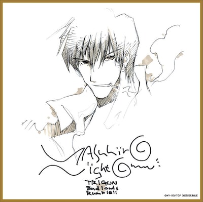 前売り券の劇場購入特典となる描き下ろし色紙「ウルフウッドVer.」。(C)内藤泰弘／少年画報社・トライガン製作委員会