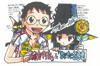 渡辺航コミックスフェアは、この描き下ろしPOPが目印。（c）渡辺航／週刊少年チャンピオン、（c）渡辺航／講談社 月刊少年シリウス