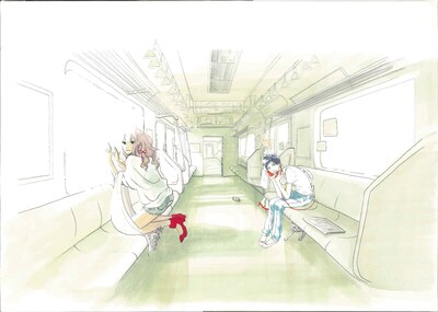 「東京無印女子物語」カバーイラスト。イラストのテーマは、「楽しかった遊びの後、始発で帰るときにふとした淋しさを感じている女の子」とのこと。