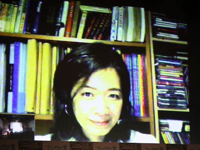 リスボンからスカイプ中継で登場したヤマザキマリ。