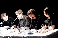 第1部の出演メンバー。左から八巻氏、長崎、浦沢、西原。