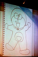 西原が描いた「ドラえもん」。かなり惜しいがヒゲはない。