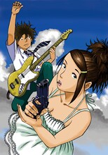 稲見独楽の新連載「弾丸ティアドロップ」カット。