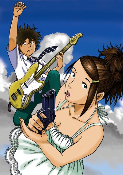 稲見独楽の新連載「弾丸ティアドロップ」カット。