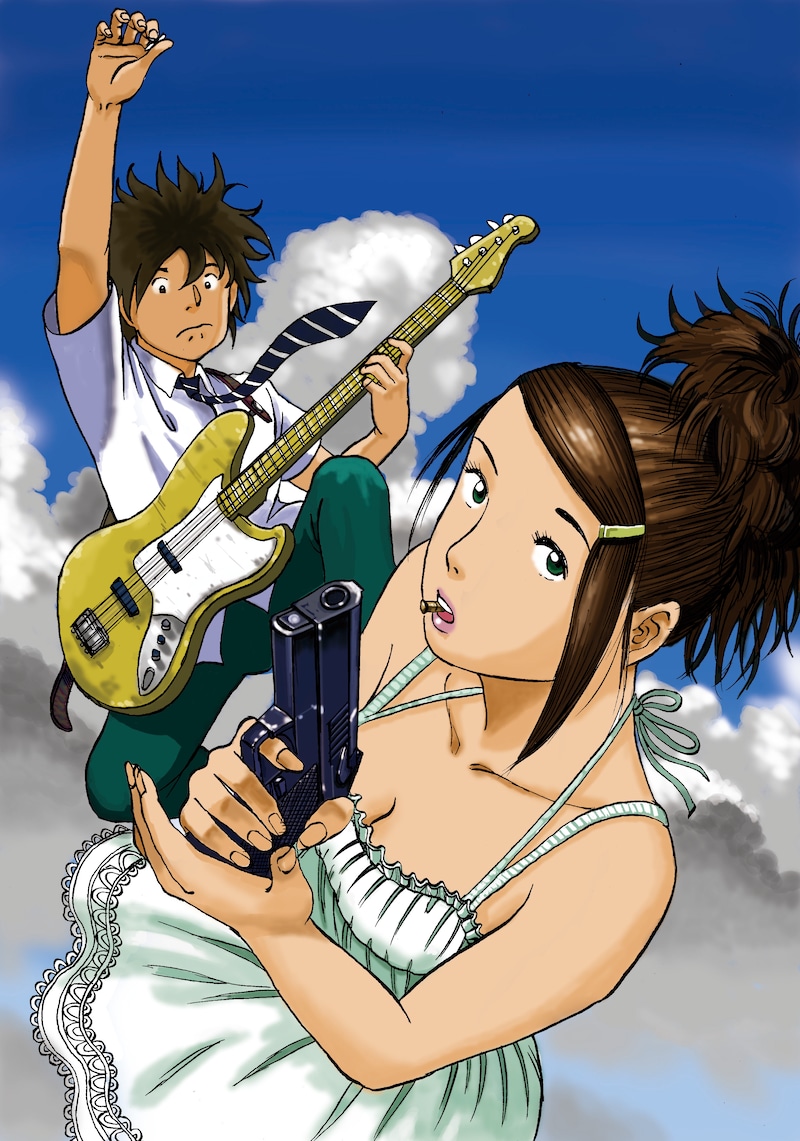 稲見独楽の新連載「弾丸ティアドロップ」カット。