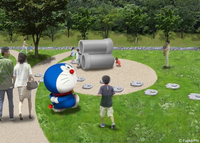 屋上広場では、緑の中で風を感じながらキャラクターと触れ合える。※現時点でのイメージ