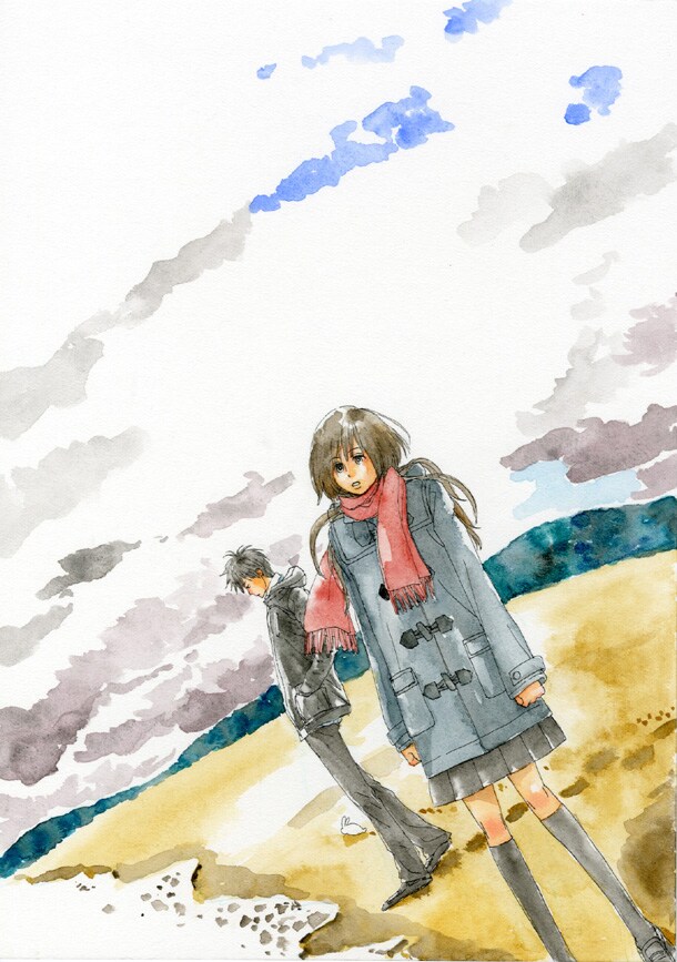 プレゼントの「町でうわさの天狗の子」複製原画。