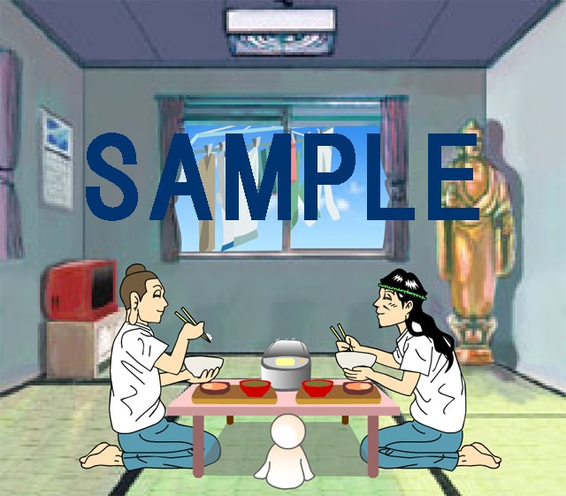 24時間ブッダとイエスの生活をのぞき見できる「聖☆おにいさんの部屋」。（c）中村光／講談社　（c）講談社／アソビズム