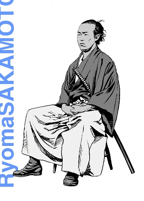 江口寿史の描いた坂本龍馬。まゆたんとTAKAHIROによる作品の仕上がりも楽しみだ。