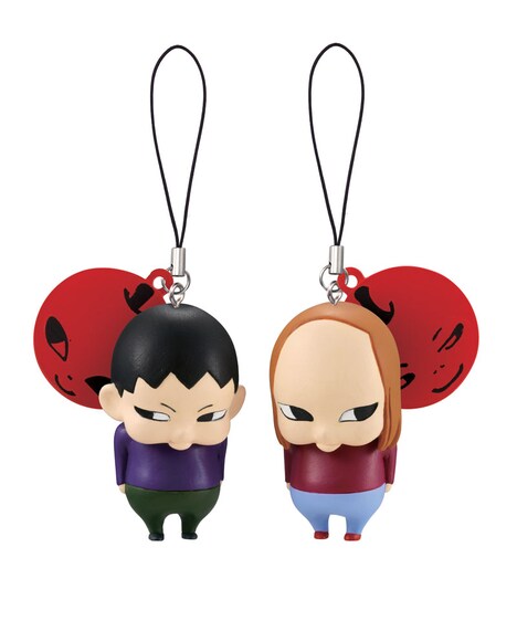 （左）純一郎（疑い顔）+マスコット、（右）おねい（疑い顔）+マスコット　（C）安達哲・講談社/テレビ朝日・シンエイ・ADK