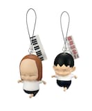 (左)おねい(よろこび顔)+ピアノ鍵盤マスコット、(右)純一郎(よろこび顔)+「ご姉弟物語」タイトルマスコット (C)安達哲・講談社/テレビ朝日・シンエイ・ADK