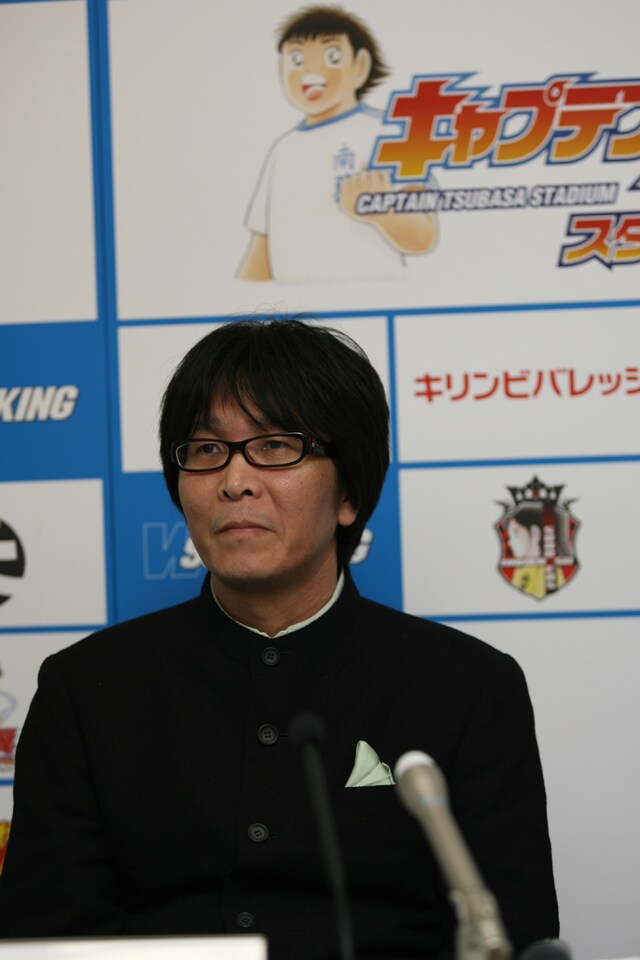 高橋陽一。写真は4月30日に行われた「キャプテン翼スタジアム」記者発表時のもの。