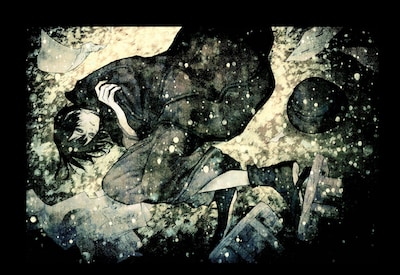 浅田が中原中也記念館館報に寄せたイラスト「lyrical murderer」。