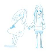 イラストのアップ。中村とやくしまるがそれぞれ描いたニノが共演している。(C)Hikaru Nakamura/SQUARE ENIX (C)中村光/スクウェアエニックス・荒川UB製作委員会 (C)Yakushimaru Etsuko