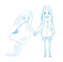 イラストのアップ。中村とやくしまるがそれぞれ描いたニノが共演している。（C）Hikaru Nakamura／SQUARE ENIX　（C）中村光／スクウェアエニックス・荒川UB製作委員会　（C）Yakushimaru Etsuko