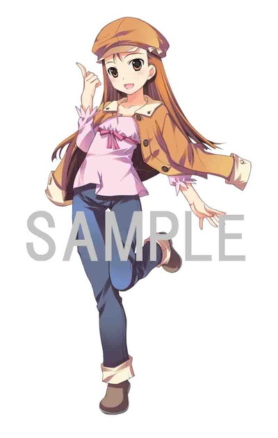 アニメイトで「アイドルマスターブレイク！」3巻購入特典に配られるイラストペーパー。「化物語」のキャラ千石撫子のコスプレをした、水瀬伊織。（c）窪岡俊之 （c）NBGI　（c）藤真拓哉／講談社 2010　（c）西尾維新／講談社・アニプレックス・シャフト