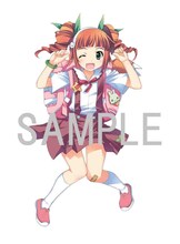 コミックとらのあなで「アイドルマスターブレイク！」3巻購入特典に配られるイラストペーパー。「化物語」のキャラ八九寺真宵に扮した高槻やよい。（c）窪岡俊之 （c）NBGI　（c）藤真拓哉／講談社 2010　（c）西尾維新／講談社・アニプレックス・シャフト