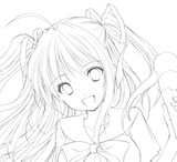 あづまゆきによる、COMICすももVol.1表紙イラスト線画の一部。