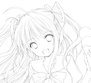 あづまゆきによる、COMICすももVol.1表紙イラスト線画の一部。