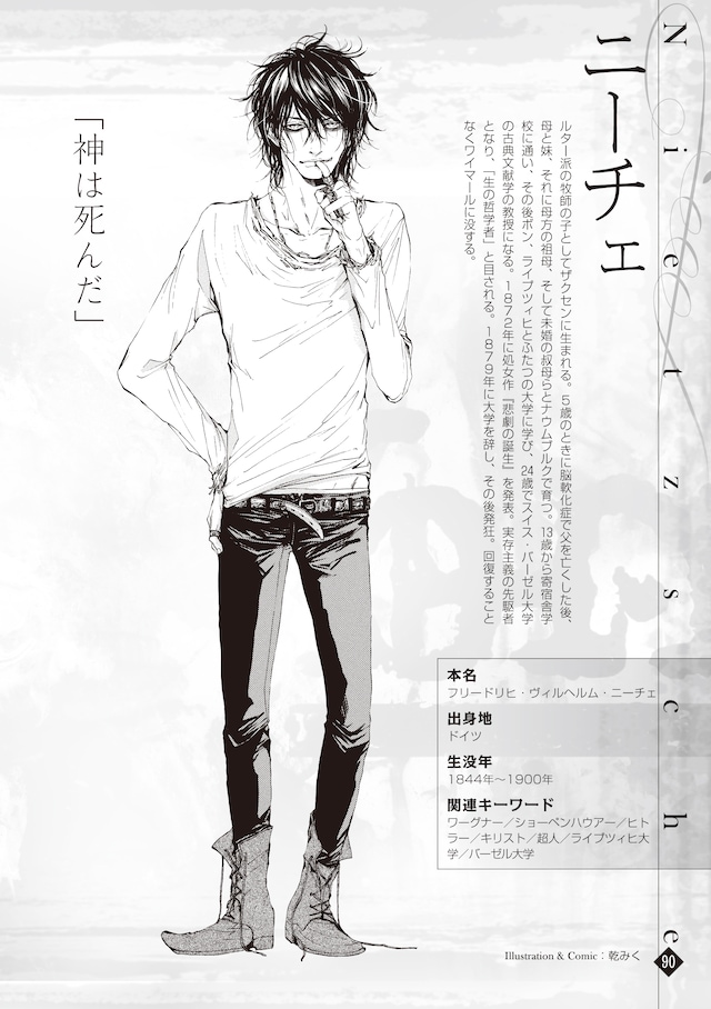 乾みくが描いたニーチェ。趣味はクギバットを持ってワーグナー信者を増やすこと。