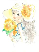 プレゼントされる複製原画。西村しのぶによる2008年7月号表紙イラスト。