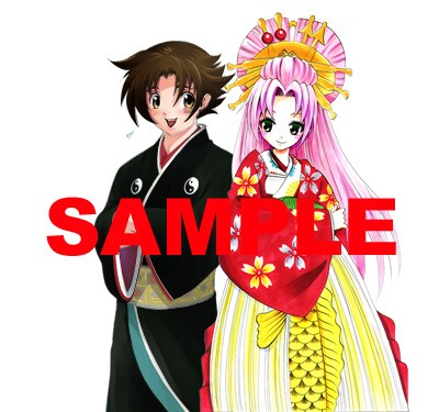 とらのあな特典のコラボペーパー。美少女とのツーショットに照れるケンイチという図だが、右の人物は驚くべきことに男である。