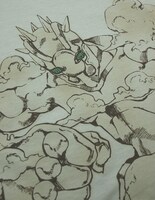 「ウェザーリポート」をエアブラシによって霧の質感を表現しつつ、正面ら左脇へと回り込むように配置した「WEATHER REPORT」。(C)LUCKY LAND COMMUNICATIONS / SHUEISHA