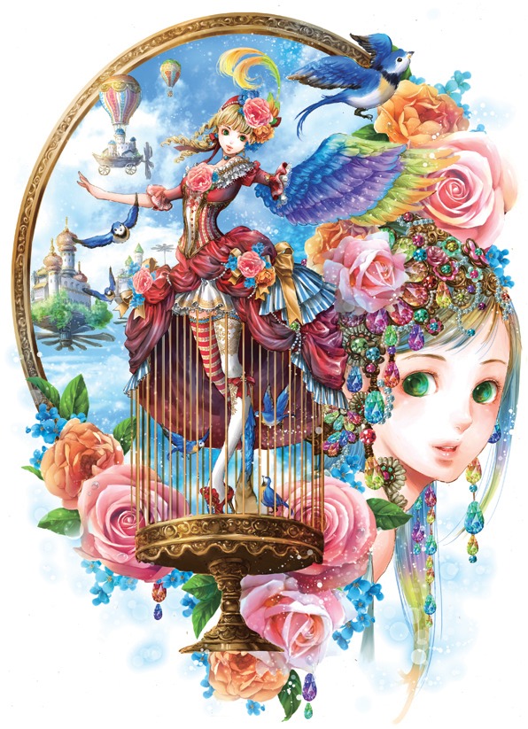 「尚月地イラスト集　ノスタルヂア」カバーイラスト。