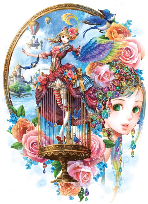 「尚月地イラスト集　ノスタルヂア」カバーイラスト。