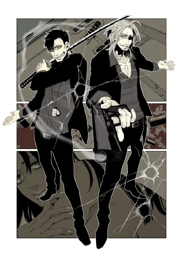 コースケの新連載「GANGSTA.」カット。