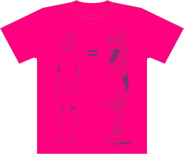 男の子の二鳥くんと女の子の二鳥くんが描かれた、志村貴子「放浪息子」Tシャツ。