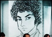 かざま鋭二が描いた、パンチパーマの「島耕作」。パンチパーマは鉄板ネタとして、この後に出てくるお題でも多用された。