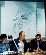 国友やすゆきが描いた「玉置浩二と青田典子」。