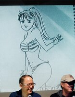 国友が描いた「ラムちゃん」。胸もお尻もボンキュッボンのナイスバディに描けているが、サイバラからは「シャブ中」と評された。