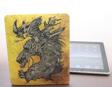 「iPadジャケット 『3匹の小鳥とドラゴンの首』 by 寺田克也」