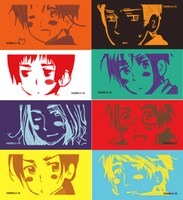 乙女文具「ヘタリア Axis Powers」エコバッグLサイズのラインナップは全8種類。（左上から時計回りに）イタリア、ドイツ、イギリス、アメリカ、ロシア、中国、フランス、日本。