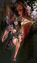 中村珍が＠バンチで開始する新連載「アヴァール戦記」カット。