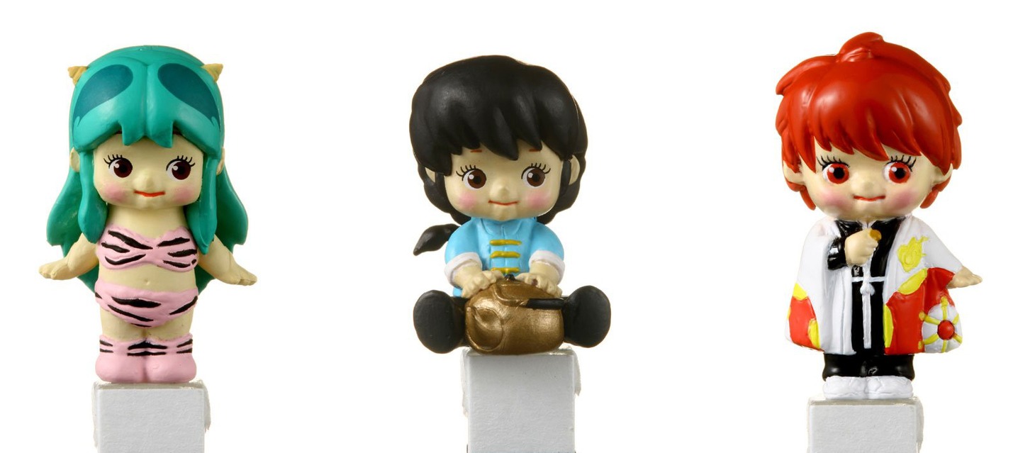 ローズオニールキューピーはマンガやアニメキャラクターとコラボしたフィギュアシリーズ「キュージョン」を展開しており、写真の3体は過去に非売品としてプレゼントされたものの復刻になる。(C)高橋留美子／小学館・サンライズ