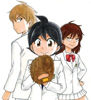 寒川一之の新連載「最後は？ストレート!!」カット。