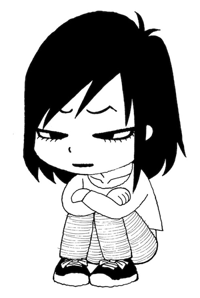 榎本による本谷の似顔絵イラスト。記念すべき100回目では、本谷が「かみにえともじ」にまつわるこれまでのエピソードをしみじみと振り返っている。（C）榎本俊二／講談社