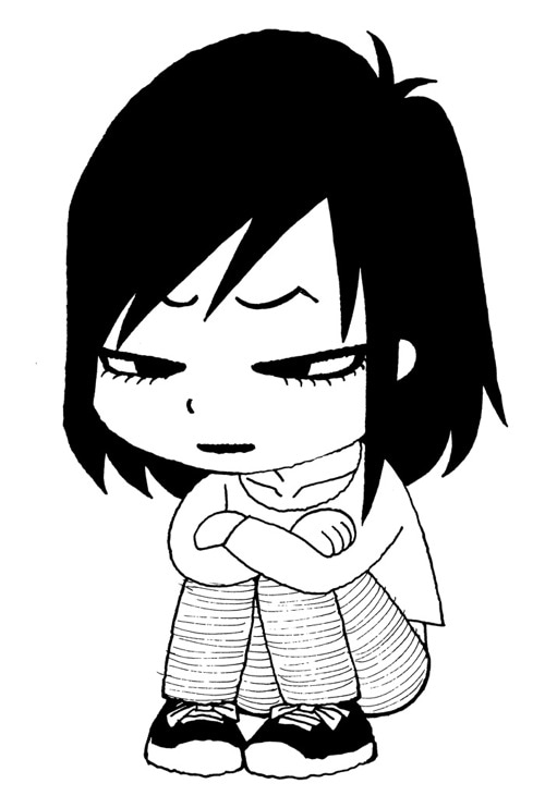 榎本による本谷の似顔絵イラスト。記念すべき100回目では、本谷が「かみにえともじ」にまつわるこれまでのエピソードをしみじみと振り返っている。（C）榎本俊二／講談社