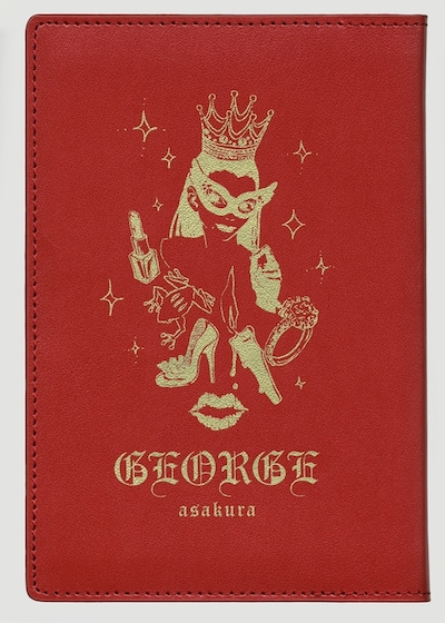 ブックカバーのレッド。本革製。