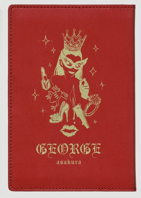 ブックカバーのレッド。本革製。