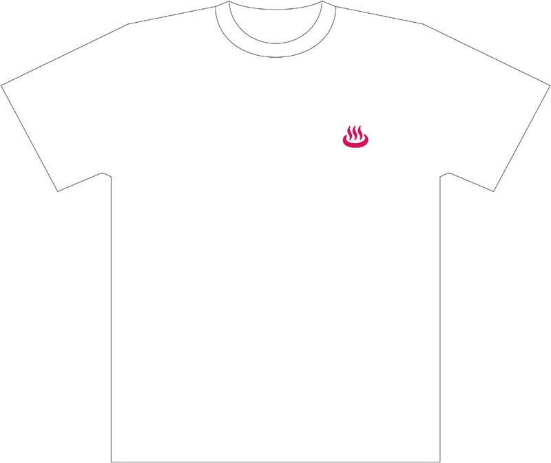 「イムリ×テルマエ・ロマエ」Tシャツ表。♨マークは2種類あり、こちらは赤色バージョン。