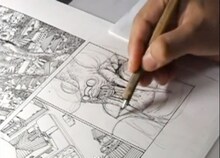 駕籠真太郎の作画風景より。