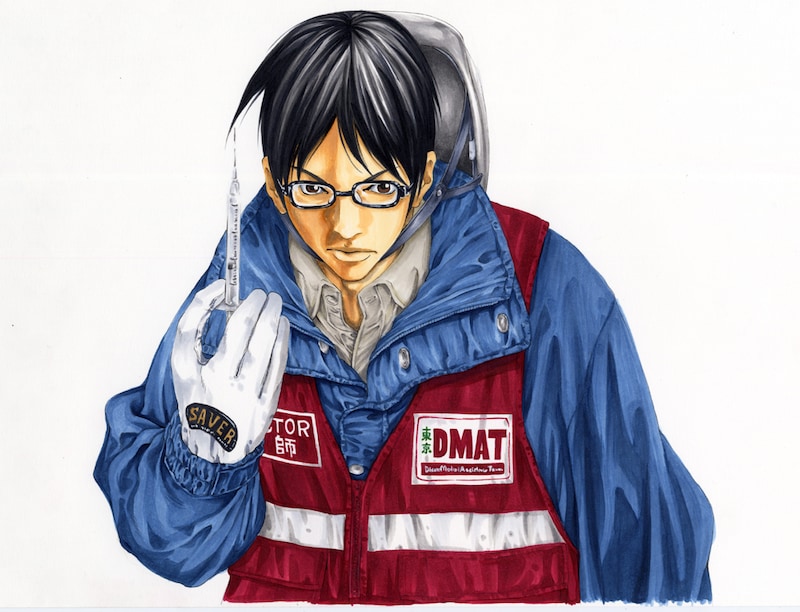 高野洋原作、菊地昭夫作画「Dr.DMAT～瓦礫の下のヒポクラテス～」カット。