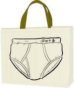 「特上カバチ!!」より「ブリーフケース」。栄田の勝負パンツを大胆にプリントしたバッグは、道行く人々の視線を残さずキャッチ。