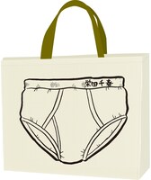 「特上カバチ!!」より「ブリーフケース」。栄田の勝負パンツを大胆にプリントしたバッグは、道行く人々の視線を残さずキャッチ。