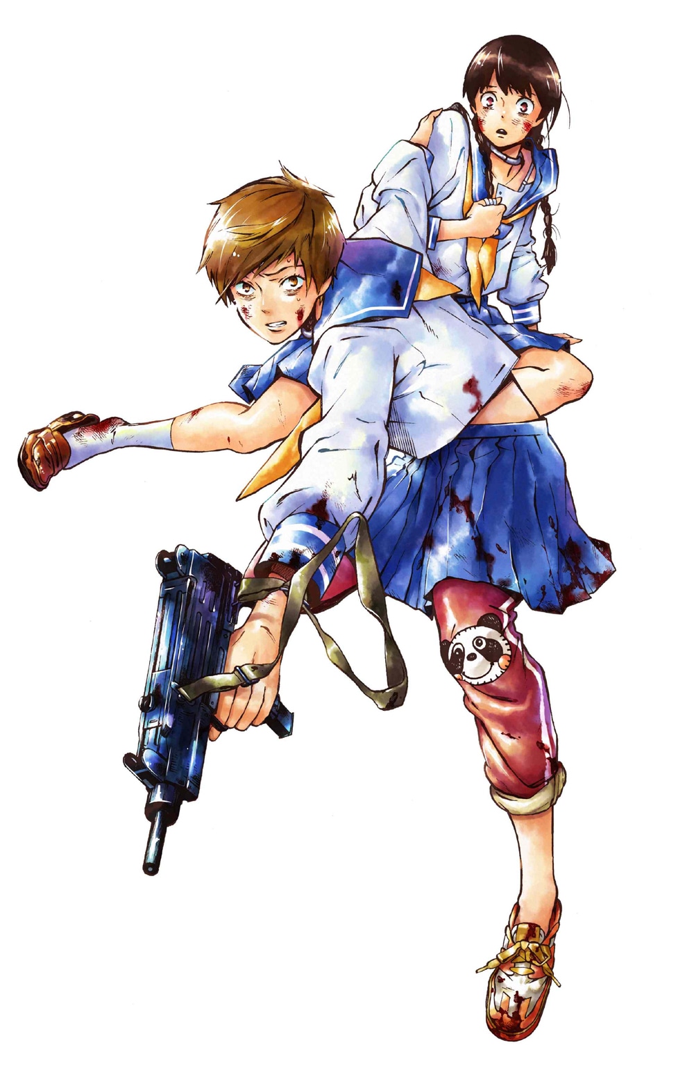 高見広春原作、大西実生子作画による新連載「バトル・ロワイアル 天使たちの国境」カット。 （C）高見広春・大西実生子／ヤングチャンピオン