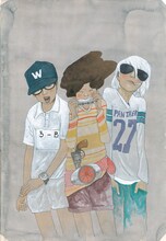 松本大洋ポストカードに使用されるイラスト。